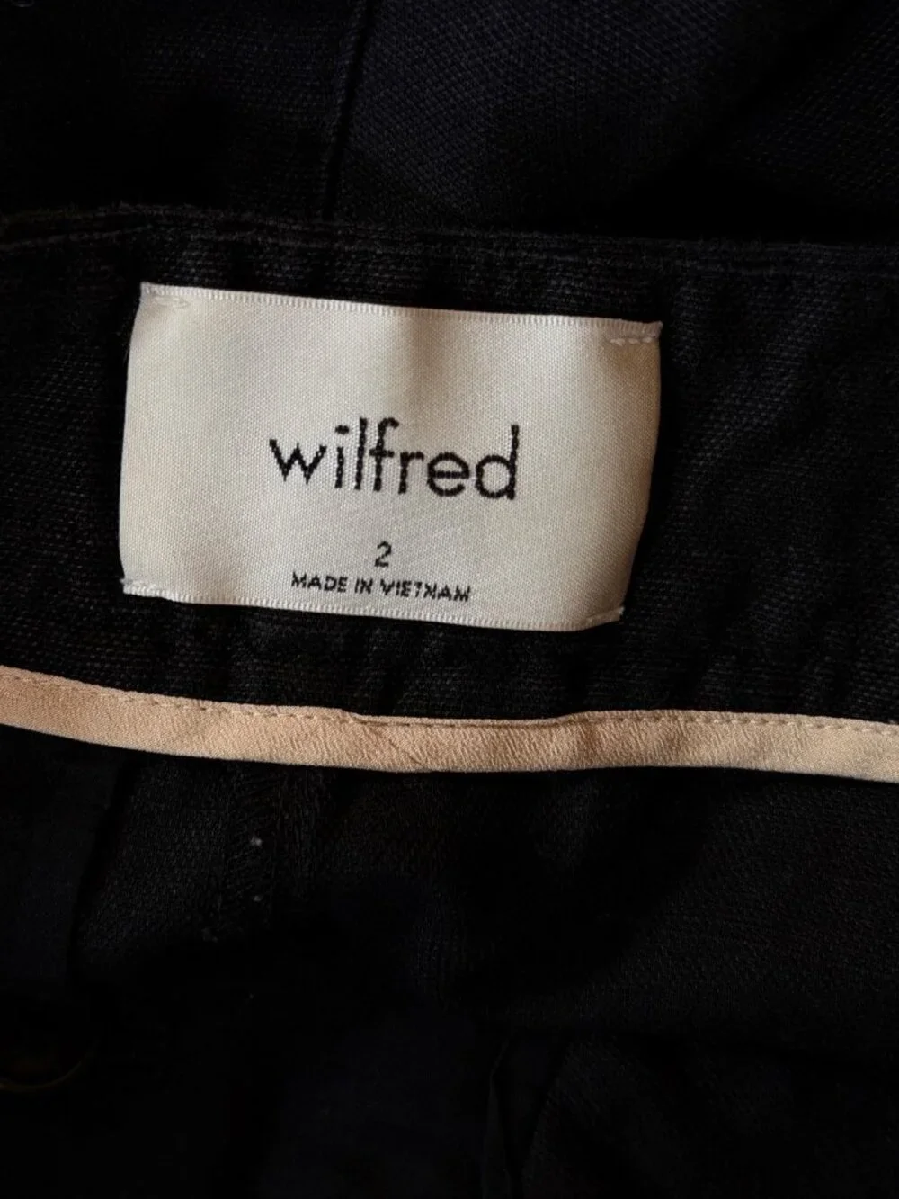 Wilfred Pants 2 Womens Black Chambray Linen Flat Front Cropped Trousers